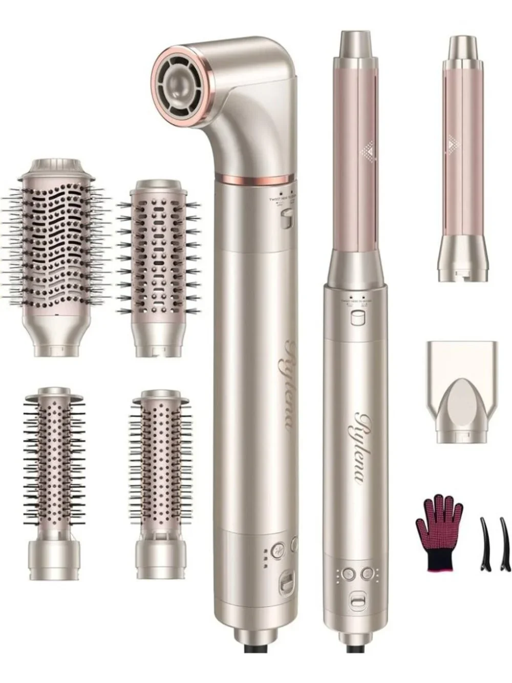 NEW 8-in-1 Air Styler Hair Dryer Brush w Auto-Wrap Curlers No Heat Damage